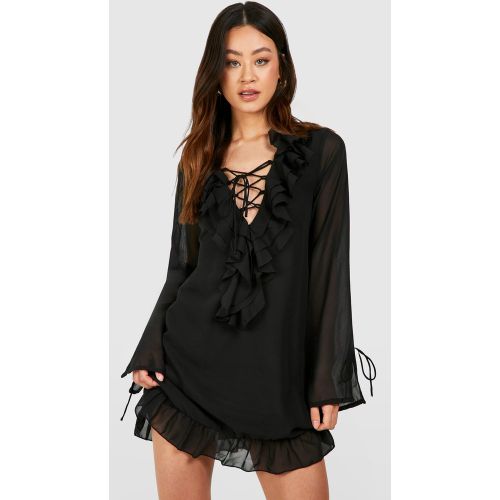 Tall" - Robe Courte En Mousseline De Soie À Volants - 40 - boohoo - Modalova