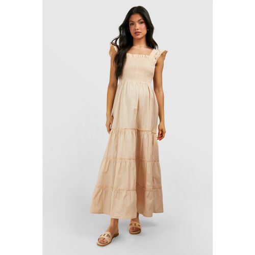 Maternité - Robe De Grossesse Mi-Longue À Manches Volantées - 36 - boohoo - Modalova
