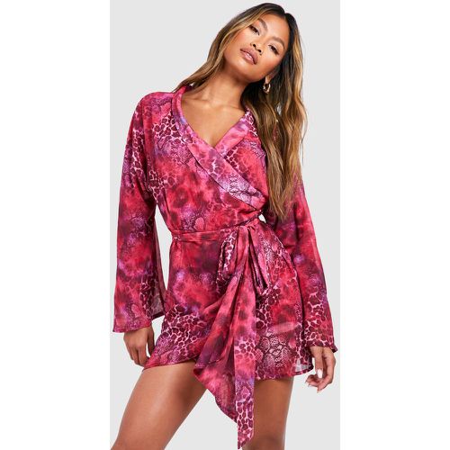 Robe Portefeuille À Imprimé Animal - 36 - boohoo - Modalova