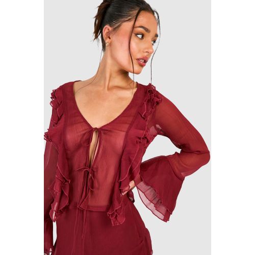 Petite" - Blouse Plissée À Volants - 36 - boohoo - Modalova