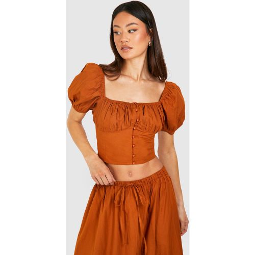 Tall" - Crop Top Champêtre Boutonné - 36 - boohoo - Modalova