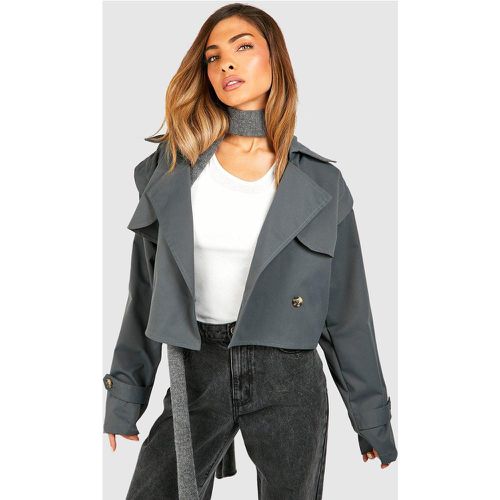 Trench Court - Gris - 40, Gris - boohoo - Modalova