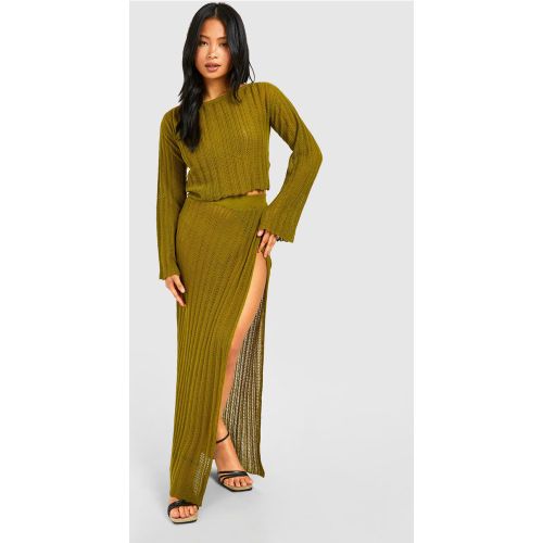 Petite" - Ensemble Avec Top Noué Dans Le Dos Et Jupe Longue Fendue - 34 - boohoo - Modalova