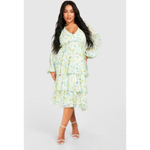 Grande Taille - Robe Patineuse Fleurie - 44 - boohoo - Modalova