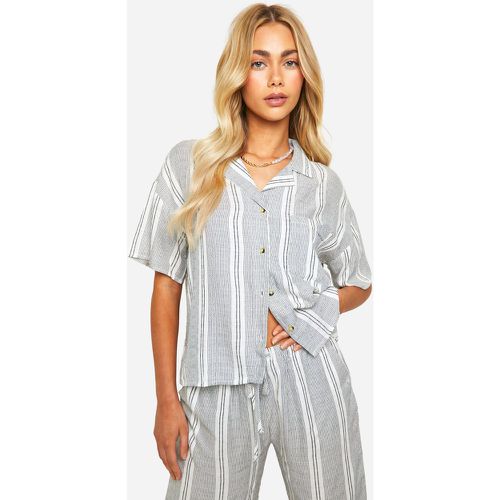 Chemise Oversize Effet Lin À Rayures - 38 - boohoo - Modalova