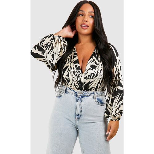 Grande Taille - Body Plissé Fleuri - 44 - boohoo - Modalova