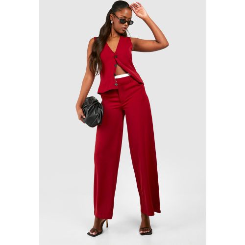 Pantalon De Tailleur Large À Taille Contrastante - 34 - boohoo - Modalova