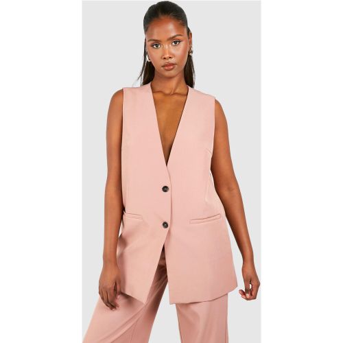 Gilet Long À Bouton Contrastant - 40 - boohoo - Modalova