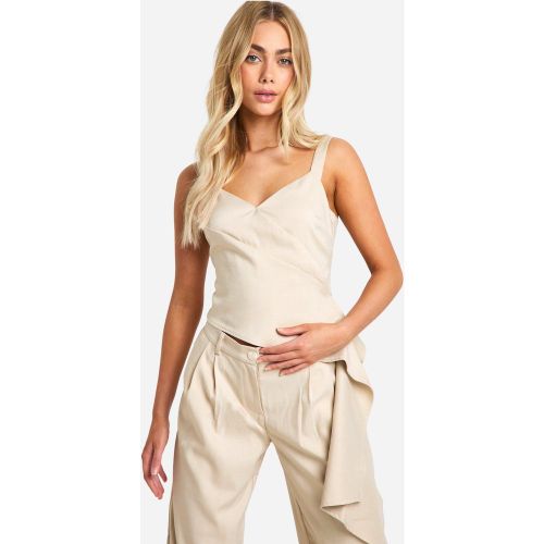 Caraco Drapé - Beige - 34, Beige - boohoo - Modalova