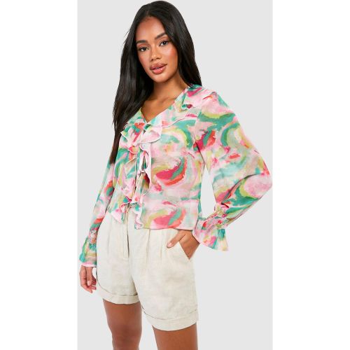Blouse En Mousseline De Soie À Volants - 36 - boohoo - Modalova