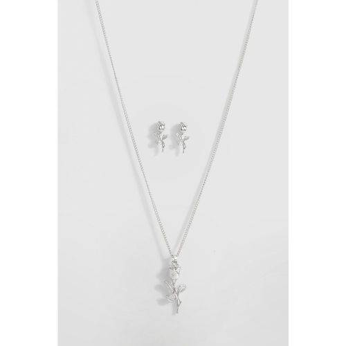 Delicate Rose Detail Necklace & Earring Set - - boohoo - Modalova