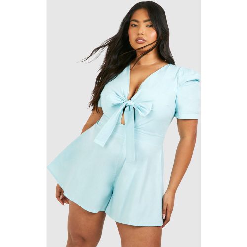 Grande Taille - Combishort Noué En Coton - 44 - boohoo - Modalova
