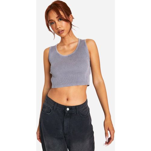 Crop Top Côtelé Délavé À Col Rond - S - boohoo - Modalova