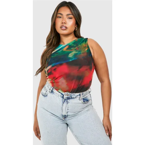 Grande Taille - Body Sans Manches À Imprimé Abstrait - 44 - boohoo - Modalova