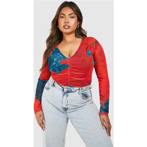 Grande Taille - Body En Mesh À Imprimé Abstrait - 46 - boohoo - Modalova