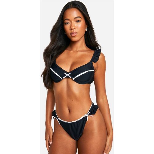 Bas De Maillot Tanga En Dentelle - 34 - boohoo - Modalova