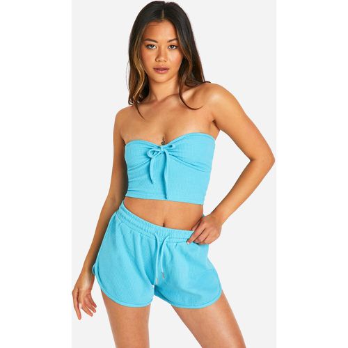 Ensemble En Tissu Gaufré Avec Top Bandeau Et Short - S - boohoo - Modalova