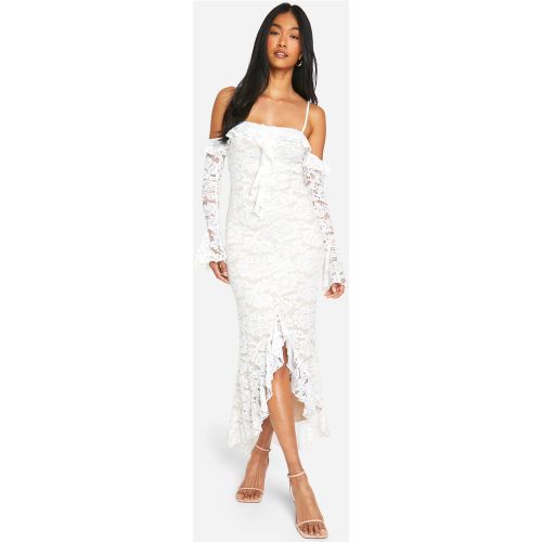 Robe Mi-Longue En Dentelle À Manches Évasées - 36 - boohoo - Modalova