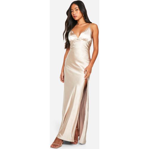 Robe Longue Satinée À Bretelles - 44 - boohoo - Modalova