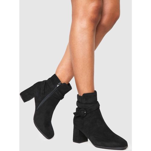 Bottines En Faux Daim À Talon Carré - 38 - boohoo - Modalova