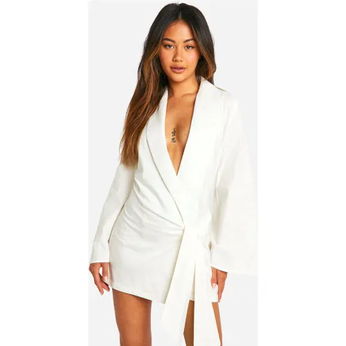 Robe Chemise - Blanc - 40, Blanc - boohoo - Modalova