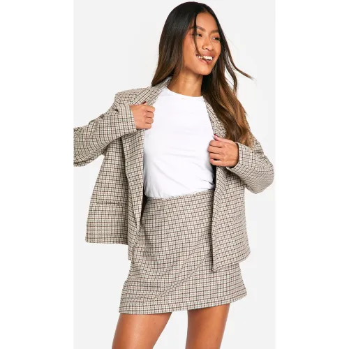 Mini-Jupe Effet Laine À Motif Pied-De-Poule - 38 - boohoo - Modalova