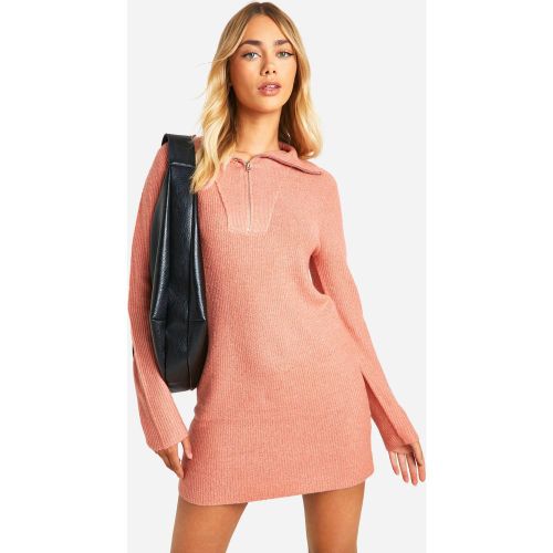 Robe Pull Côtelée À Col Zippé - M - boohoo - Modalova