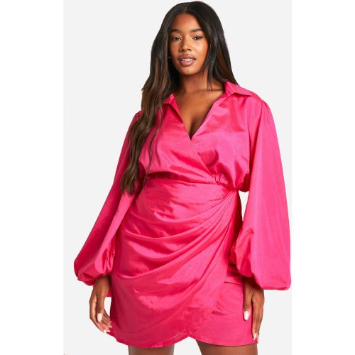 Grande Taille - Robe Portefeuille À Manches Longues - 44 - boohoo - Modalova
