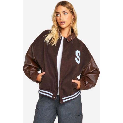 Bomber Oversize À Manches Contrastantes - 36 - boohoo - Modalova