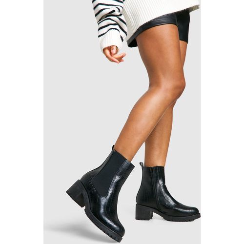 Bottines Chelsea Croco À Talon Carré - 39 - boohoo - Modalova