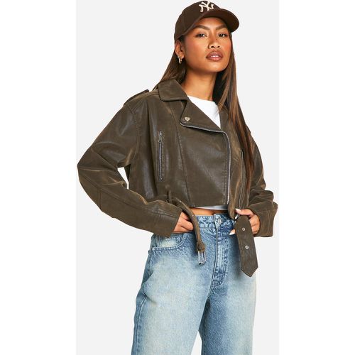 Veste Biker Courte Effet Vintage - 36 - boohoo - Modalova