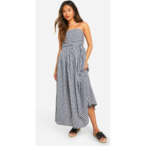 Robe Mi-Longue Froncée À Carreaux - 44 - boohoo - Modalova