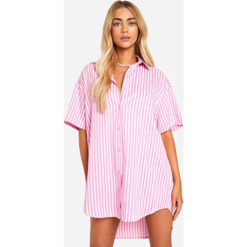 Robe Chemise Rayée À Manches Courtes - 36 - boohoo - Modalova