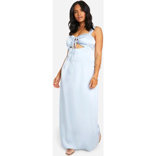 Grande Taille - Robe Longue Satinée Nouée - 46 - boohoo - Modalova