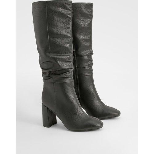 Bottes Hautes Froncées À Talon - Pointure Large - 39 - boohoo - Modalova