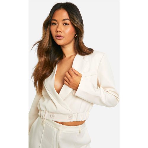 Bomber Long À Taille Élastiquée - Blanc Écru - 36, Blanc Écru - boohoo - Modalova