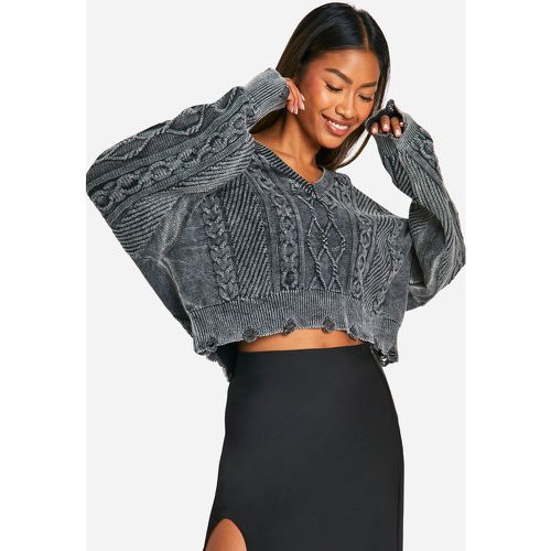 Pull Délavé En Maille Côtelée - S - boohoo - Modalova