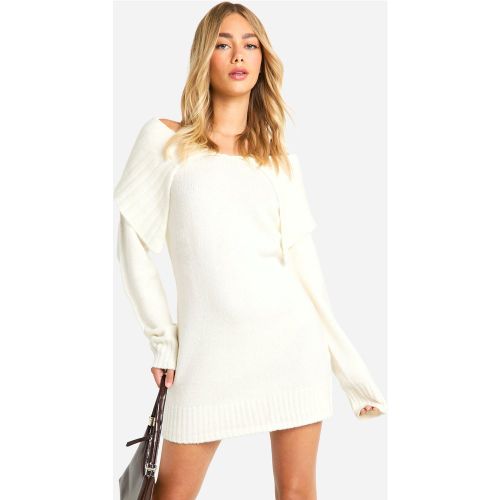 Robe Pull Oversize À Épaules Dénudées - Blanc Écru - L, Blanc Écru - boohoo - Modalova