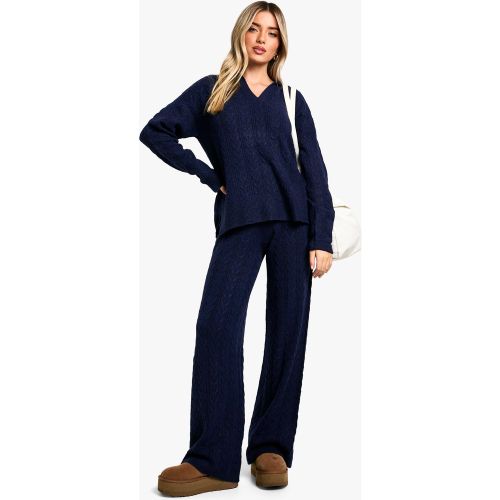 Ensemble En Maille Douce Avec Pull À Col Polo Et Pantalon Large - S - boohoo - Modalova