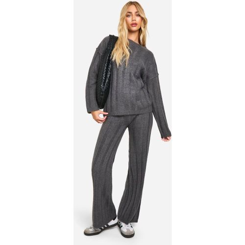 Ensemble En Maille Douce Avec Pull À Coutures Apparentes Et Pantalon Large - S - boohoo - Modalova