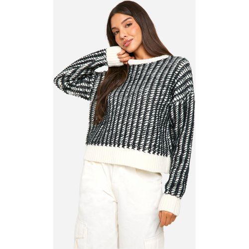 Pull En Maille Douce À Rayures - Blanc Écru - L, Blanc Écru - boohoo - Modalova