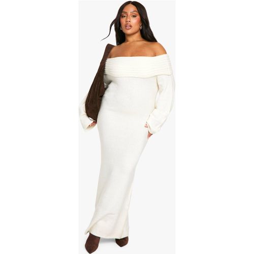 Grande Taille - Robe Pull Oversize Premium À Col Bateau - Blanc Écru - 44, Blanc Écru - boohoo - Modalova