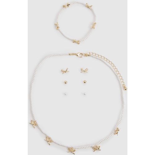 Bow Detail Jewellery Set - One Size - boohoo - Modalova
