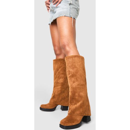 Bottes Hautes Plissées À Talon - 36 - boohoo - Modalova