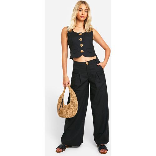 Pantalon Plissé En Lin - 40 - boohoo - Modalova