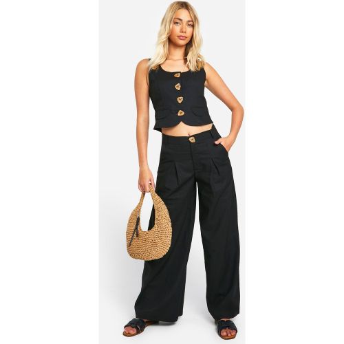 Pantalon Plissé En Lin - 34 - boohoo - Modalova