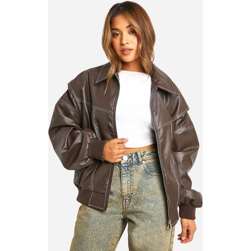 Petite" - Bomber Oversize À Coutures Contrastantes - 34 - boohoo - Modalova