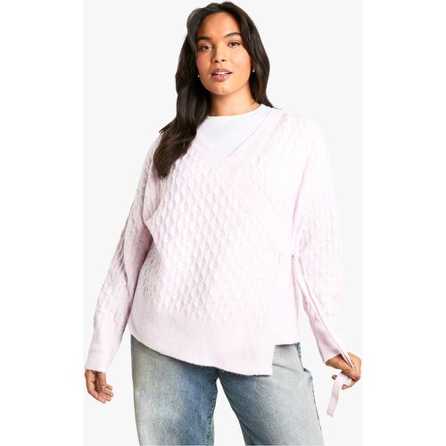 Grande Taille - Cardigan Cache-Cœur En Maille Douce - 44 - boohoo - Modalova