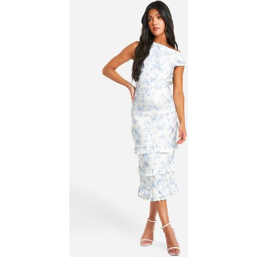 Maternité - Robe De Grossesse Asymétrique À Volants Et Imprimé Porcelaine - 44 - boohoo - Modalova