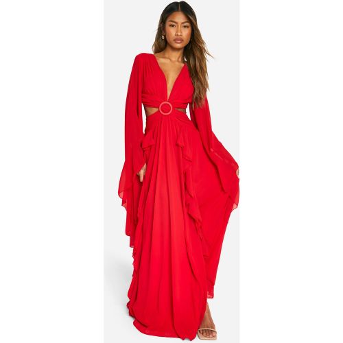 Robe Longue En Mousseline De Soie À Manches Évasées - 40 - boohoo - Modalova